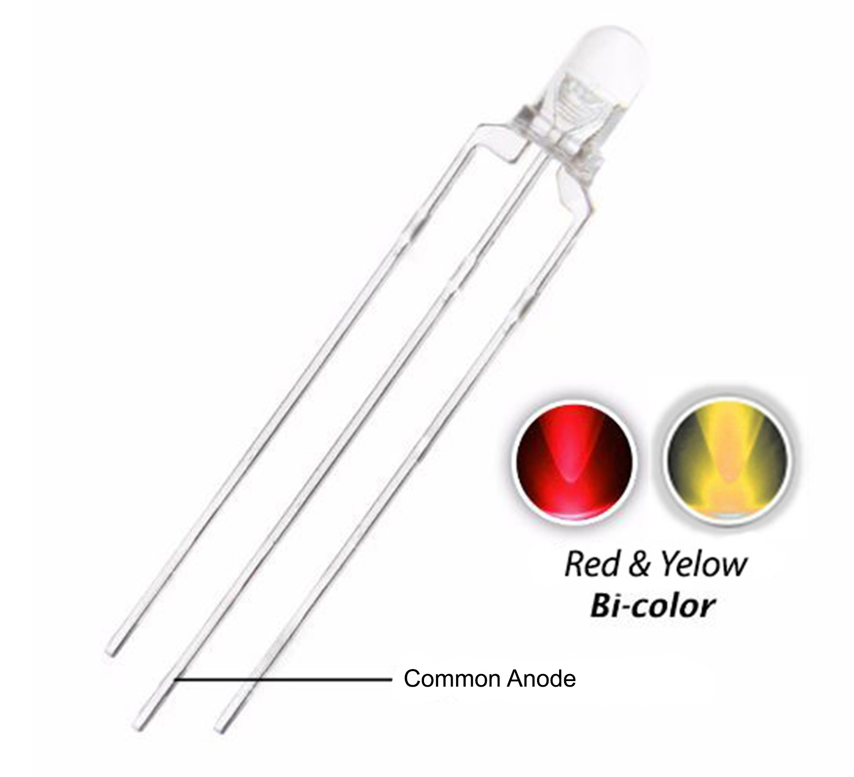 3mm Red and Yellow LED with 3 pin